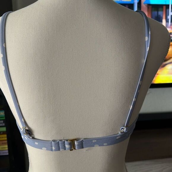 Xhilaration Size medium light blue and white polka dot swim suit top - Picture 5 of 5